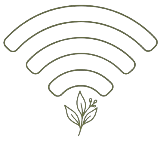 Wi-Fi symbol with a botanical leaf design
